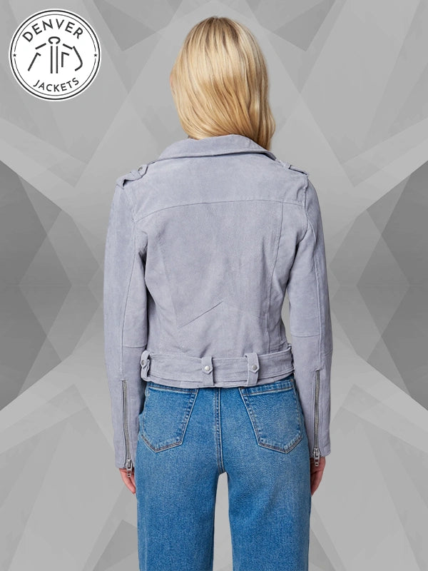 Cloud Grey Suede Leather Jacket Blank NYC