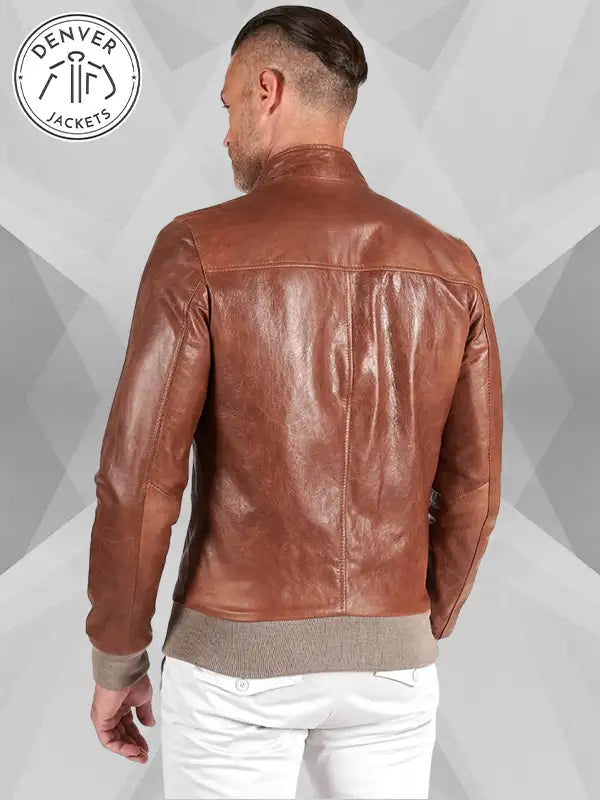 D arienzo Tan Lamb Leather Bomber Jacket Vintage