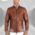 D arienzo Tan Leather Bomber Jacket