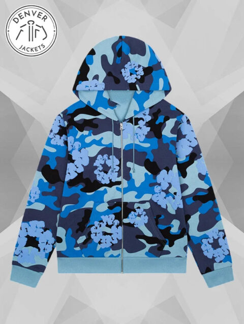 Denim Tears Blue Camo Cotton Wreath Zip up Hoodie