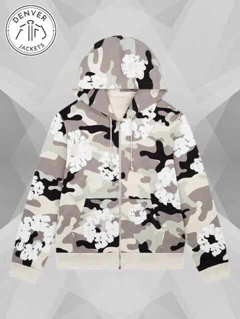 Denim Tears White Camo Cotton Wreath Zip up Hoodie