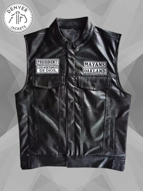 Ezekiel EZ Reyes Mayans M C TV Series Black Leather Vest