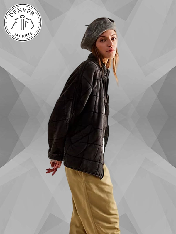 Free People Dolman Quilted Jacket Black