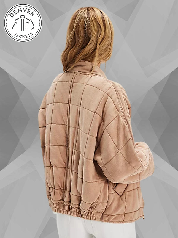 Free People Dolman Quilted Knit Beige Jacket