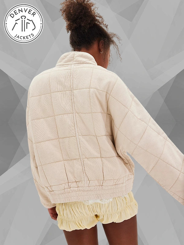 Free People Dolman Quilted Knit Jacket Tea
