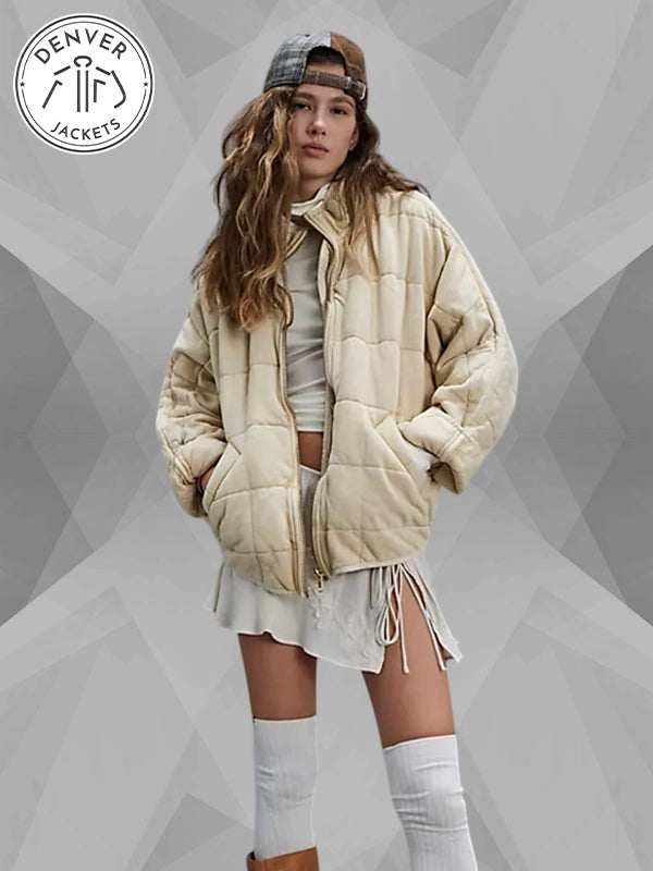 Free People Dolman Quilted Knit Jacket Vanilla