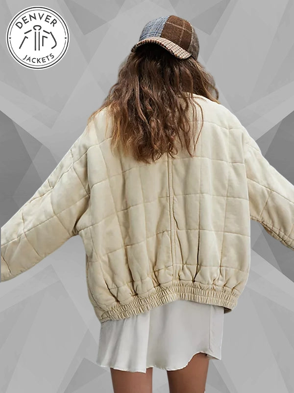 Free People Dolman Quilted Knit Vanilla Jacket