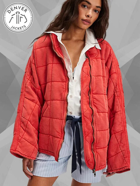 Free People Quilted Jacket Red