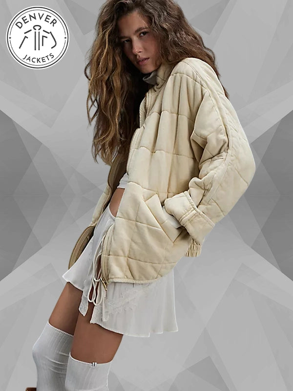 Free People Quilted Jacket Vanilla