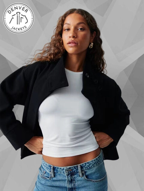 Gina Tricot Short Felt Jacket Black