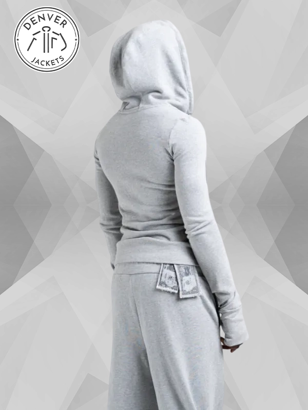 Grey Big Zipper Hoodie