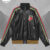 Gucci Black Leather Strawberry Patch Track Jacket