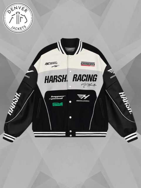 Harsh And Cruel Woolen Embroidered Racing Jacket Black