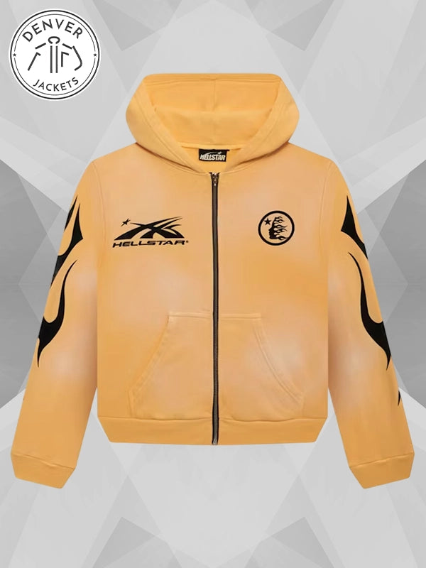 Hellstar Sports Zip Up Yellow Hoodie