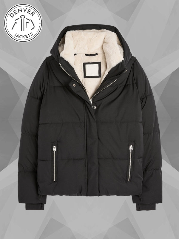 Hollister Faux Fur Lined All Weather Puffer Jacket Black
