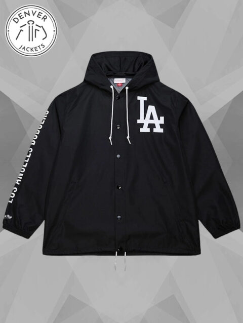 LA Dodgers Coaches Hooded Windbreaker Jacket Black
