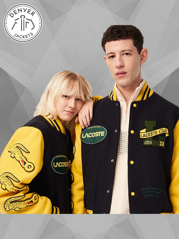 Lacoste Navy Yellow Varsity Jacket