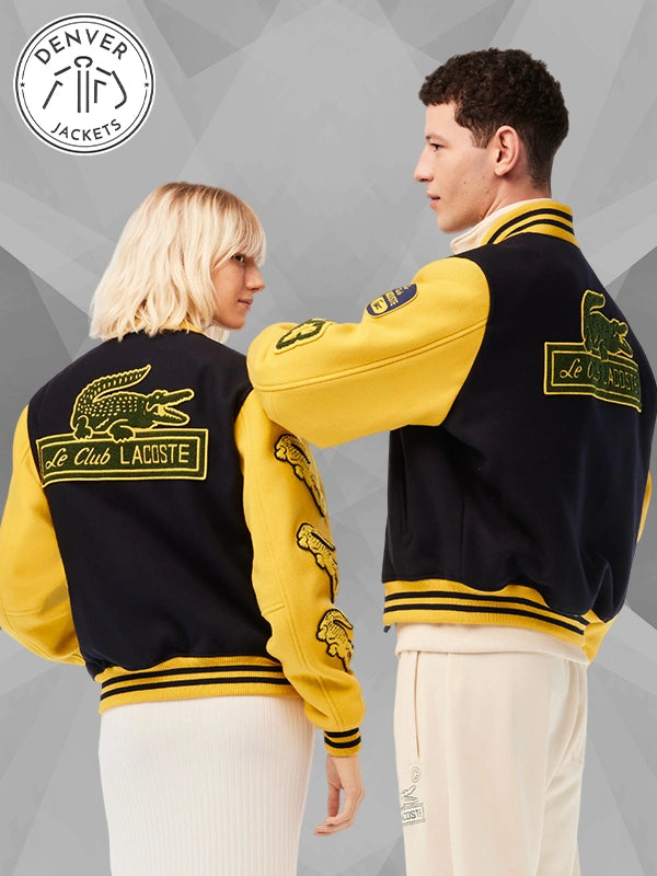 Lacoste Varsity Jacket Navy and Yellow