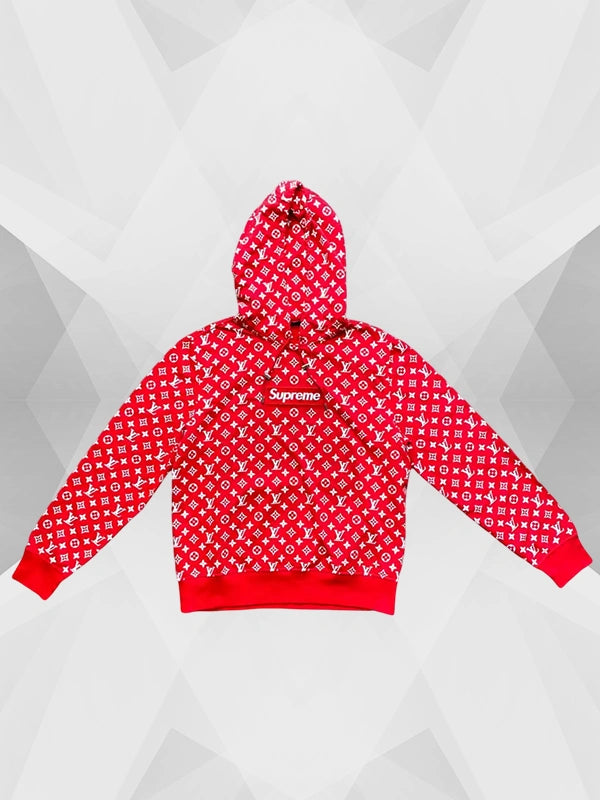 Louis Vuitton x Supreme Box Logo Red Pullover Hoodie