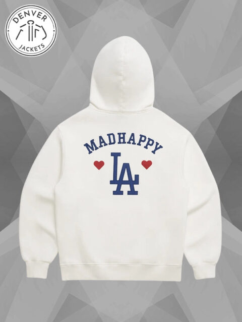 Madhappy Dodgers Heart Fleece Hoodie White