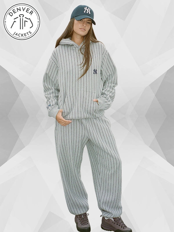 Madhappy Yankees Pinstripe Hoodie Grey