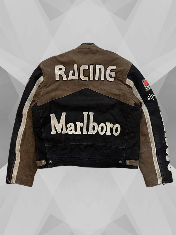 Marlboro Racing Brown Leather Jacket Vintage