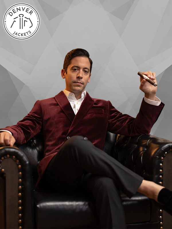 Mayflower Smoking Maroon Velvet Blazer