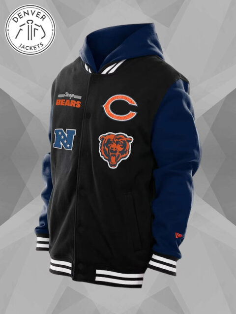 Men s New Era Black Chicago Bears Full Snap Fleece Hoodie Jacket
