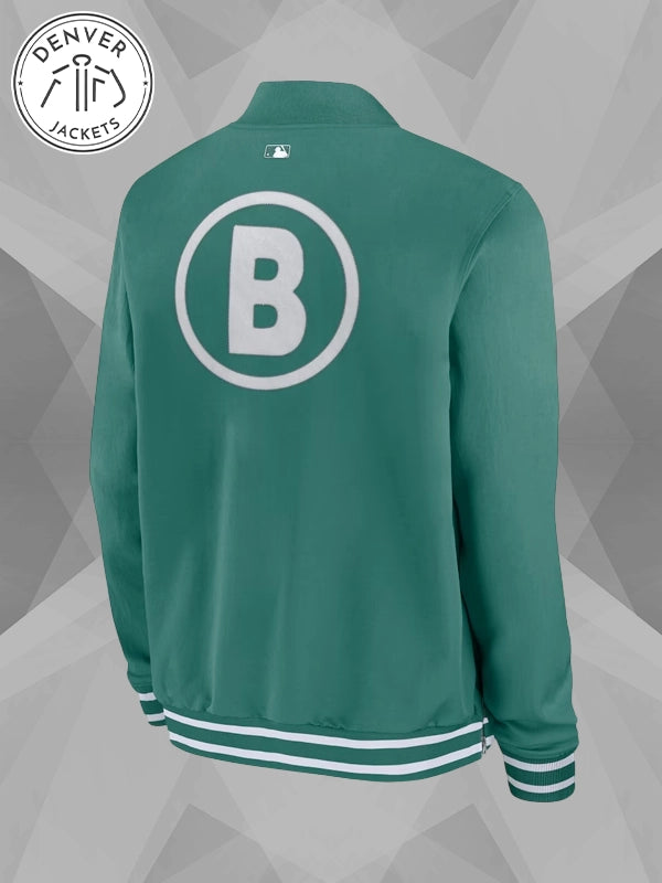 Mens Boston Red Sox Nike Green 2025 City Connect Authentic Collection Full Zip Bomber Jacket