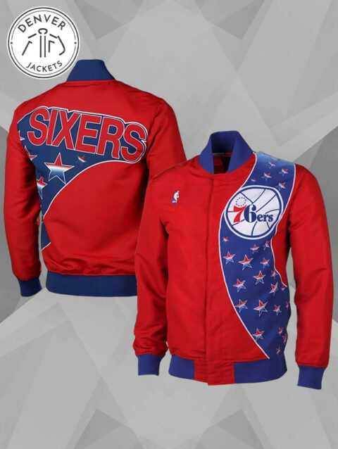 Mitchell Ness Philadelphia 76ers Warm Up Jacket Red