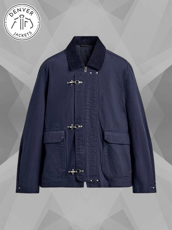 Navy Fireman Clasp Jacket Zara