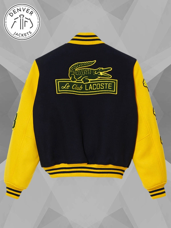 Navy Blue and Yellow Varsity Jacket Lacoste