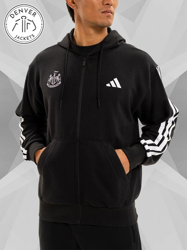 NewcastleBlackUnitedadidasMen s3StripeHoodie