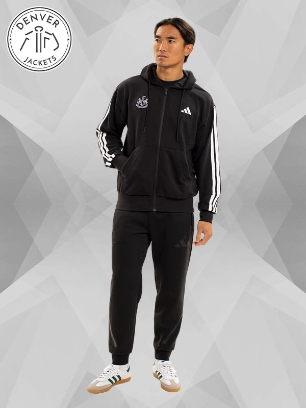 NewcastleUnitedAdidas3StripeBlackFullZipHoodie