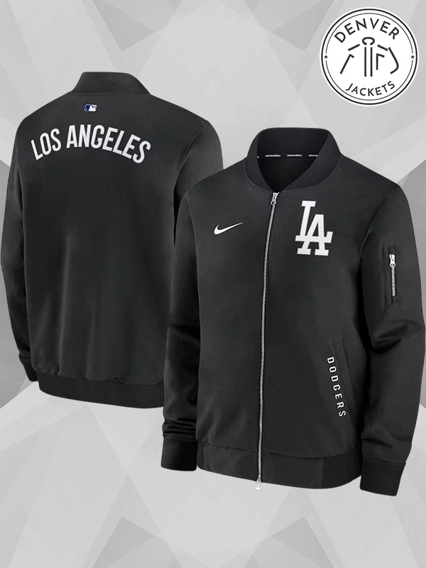 Nike Dugout LA Dodgers Bomber Jacket Black