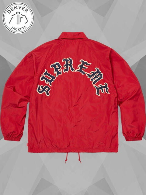 Old English Arc Supreme Coaches Jacket Red