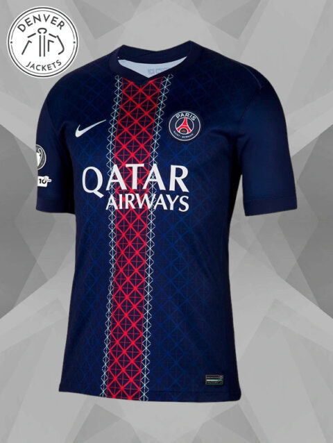 PSG Nike Home Stadium Shirt 2025 26 with Champions of Europe and UEFA Foundation 10 Years Badge
