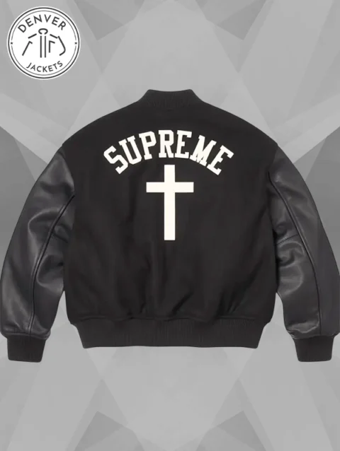 Supreme SS26 Cross Varsity Black Jacket