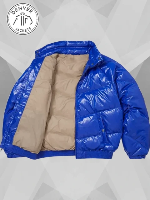 Supreme Schott Puffer Zipper Blue Jacket