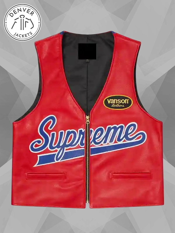 Supreme x Vanson Leathers Spider Web Red Vest