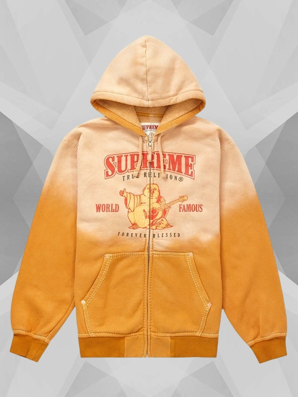 SupremeOrangeTrueReligionHoodie