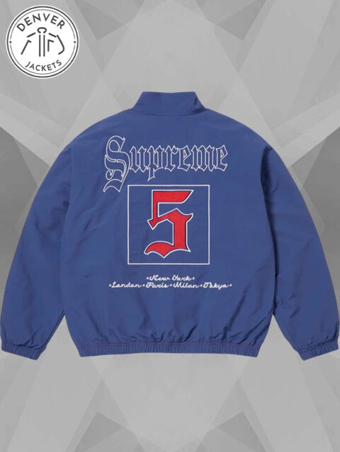 Supreme Old English Track Jacket Navy Blue Red