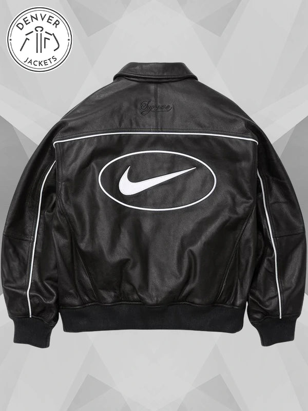 Supreme x Nike Leather Varsity Jacket Black