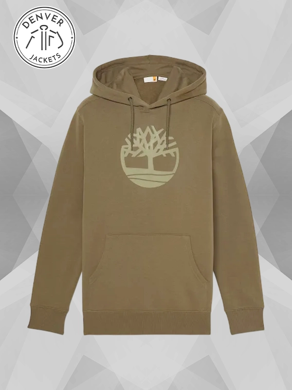 Timberland Mens Kennebec River Tree Logo Hoodie Green