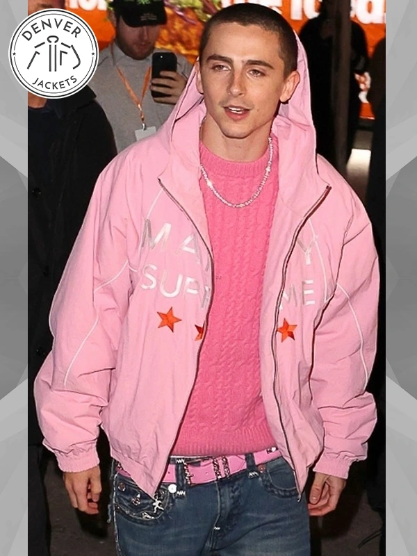 Timothee Chalamet Pink Marty Supreme Jacket A24