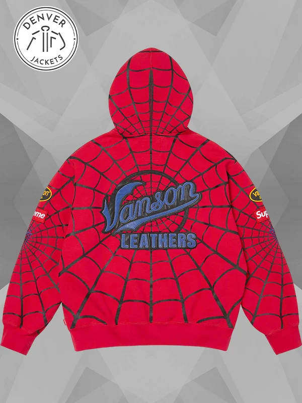Vanson Leathers x Supreme Spiderman Hoodie Red