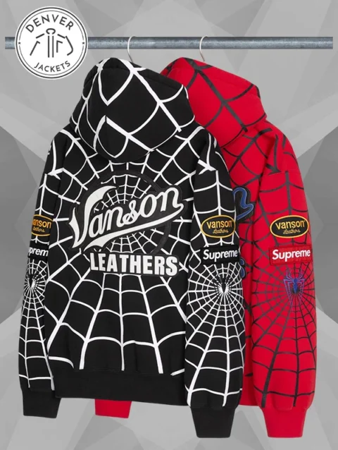Vanson Leathers x Supreme Spiderman Zipper Hoodie