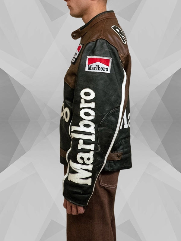 Vintage Marlboro Brown Leather Biker Jacket
