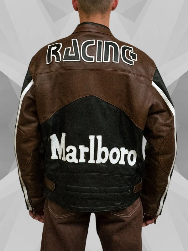 Vintage Marlboro Brown Leather Racing Jacket