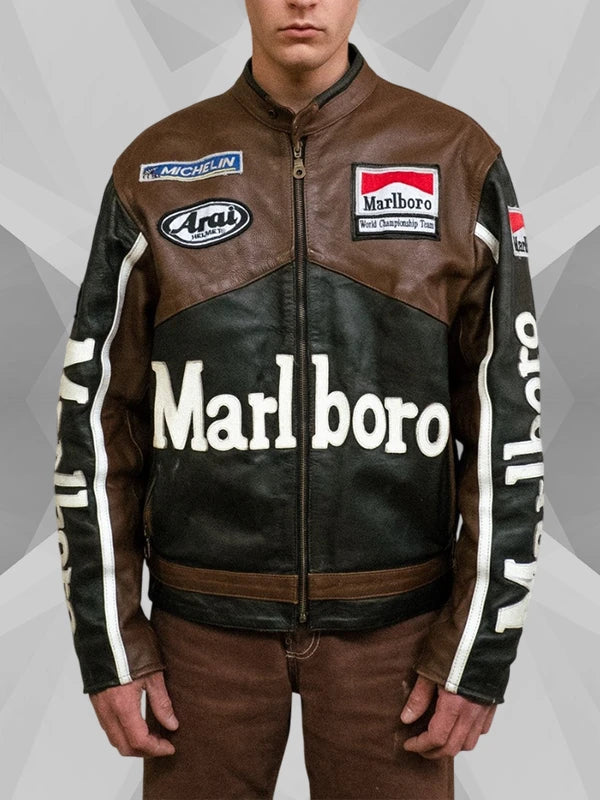 Vintage Marlboro Racing Brown Leather Jacket
